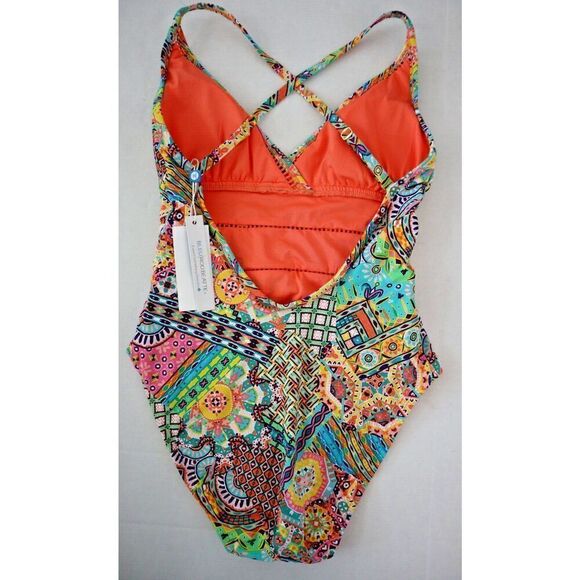 Bleu Rod Beattie Sz 4 Multi Seriously Sunny X-Back Surplice 1-Pc Swimsuit - Picture 2 of 8